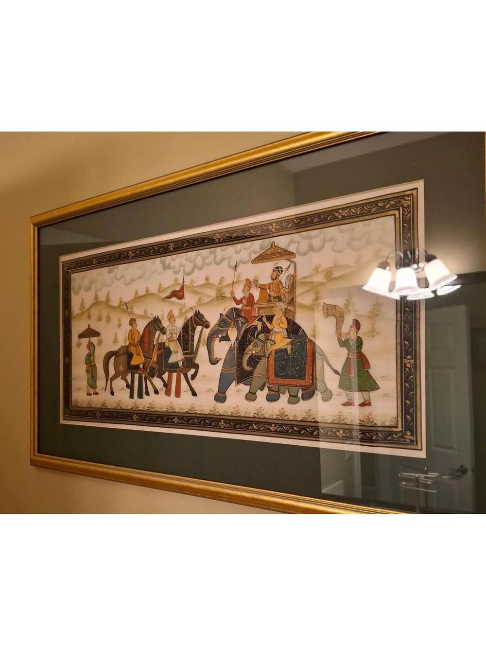 Vtg Indian Silk Painting